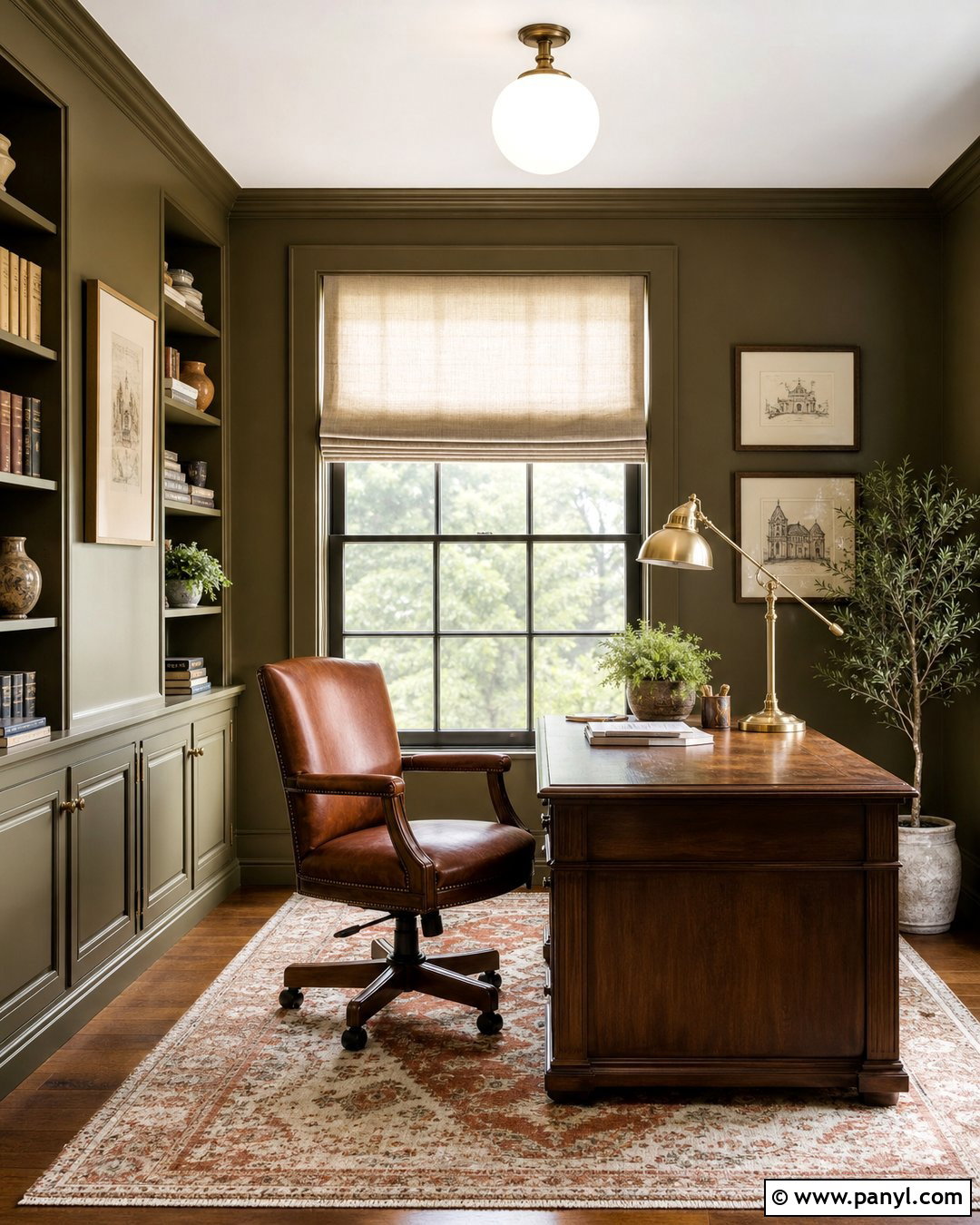 Olive Green Home Office Wall Color - 25 Elegant Wall Colors