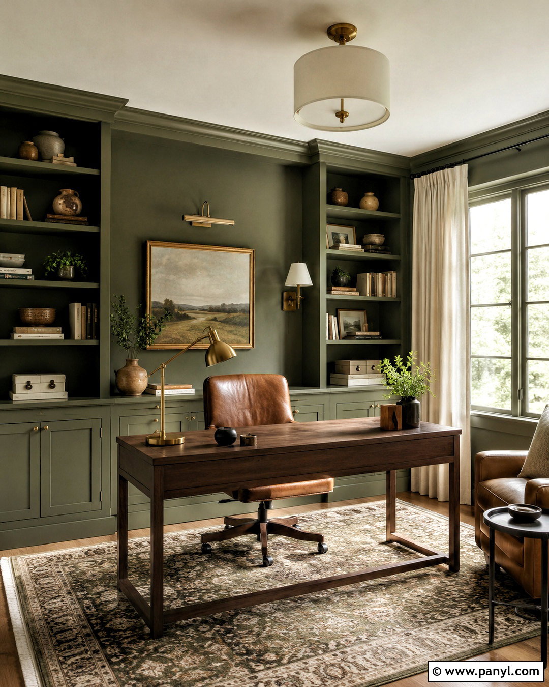 Olive Green Home Office - 20 best paint colors for interior ideas