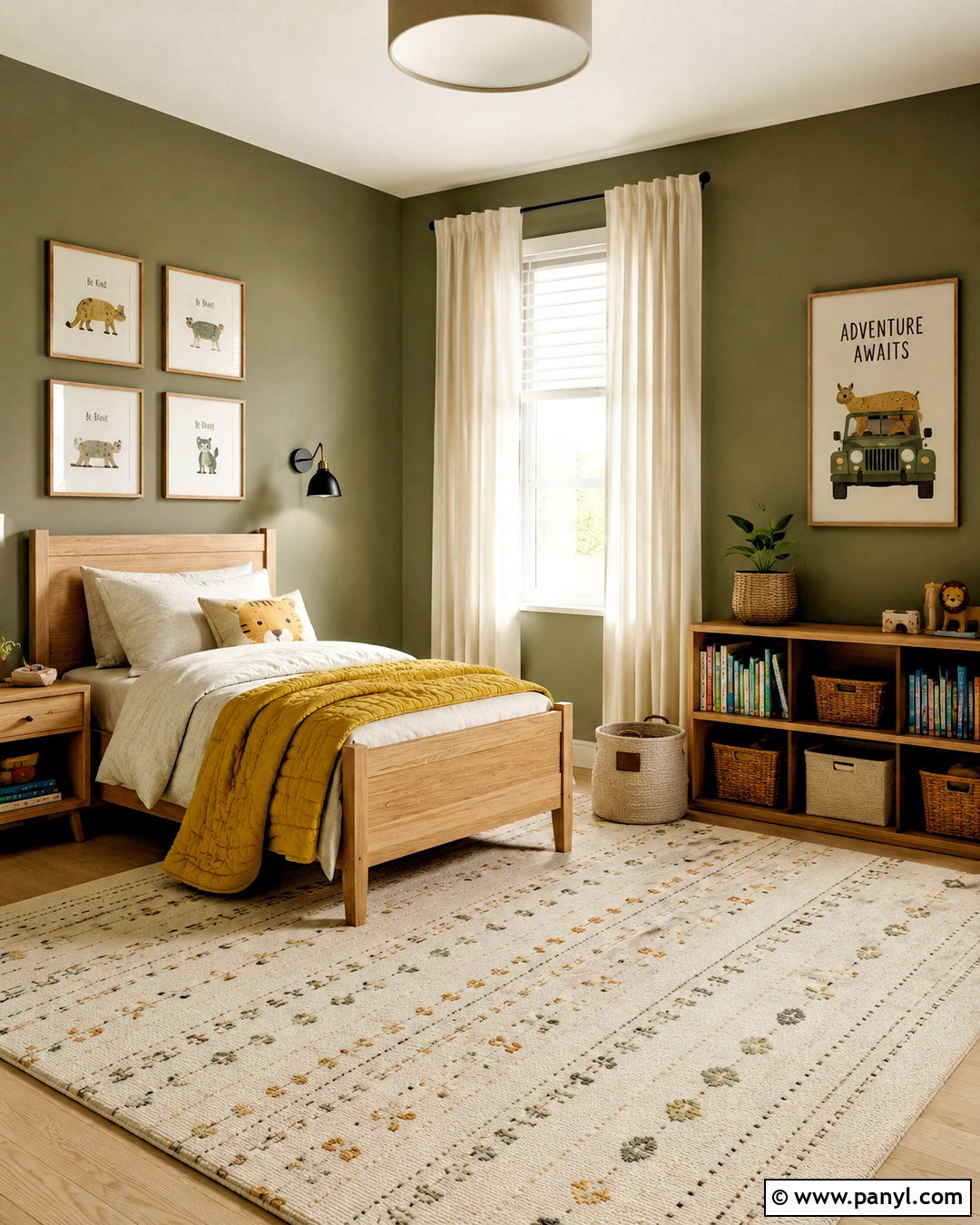 Olive Green Kids Room With Mustard Accents - 40 olive green walls