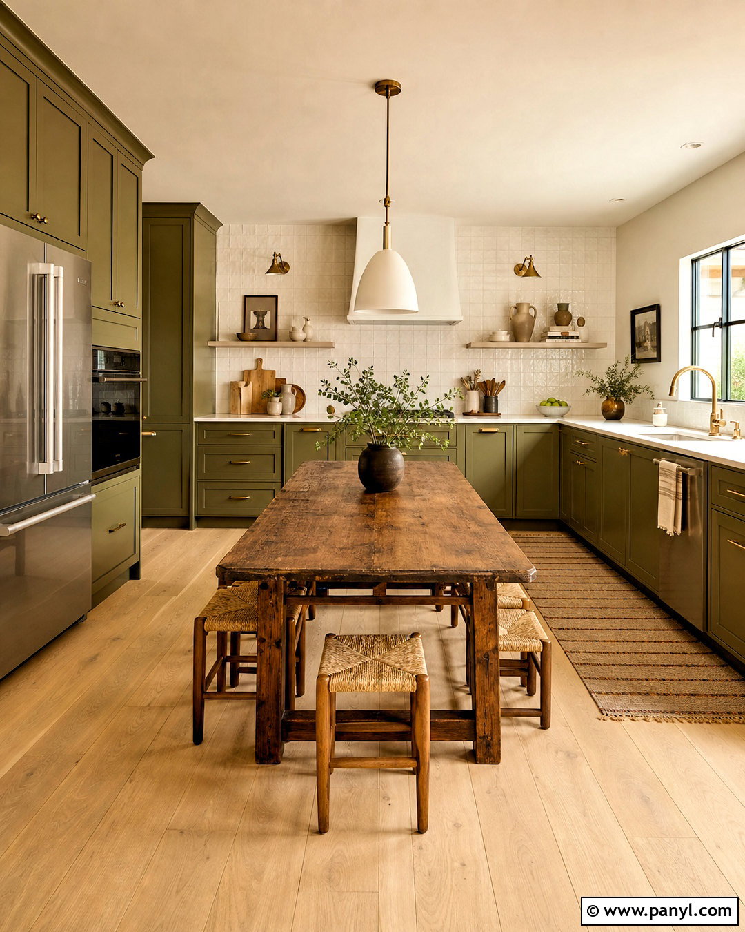 Olive Green Kitchen - 20 green interior paint ideas