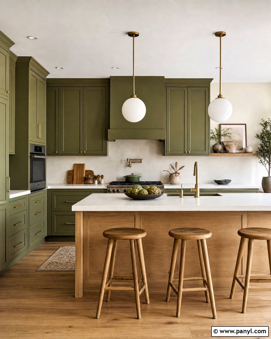 Olive Green Kitchen Cabinets With White Oak - 20 olive green interior design ideas