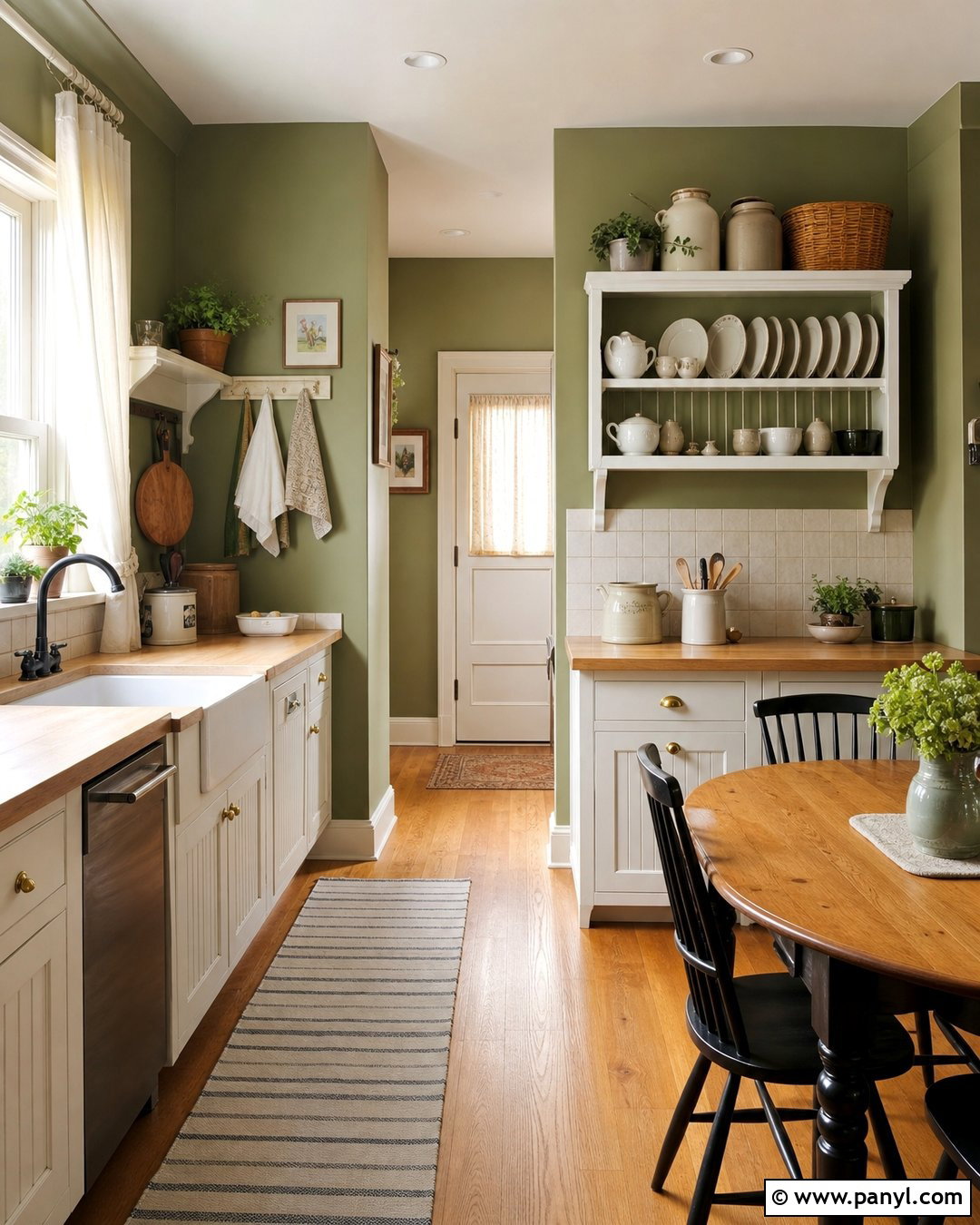 Olive Green Kitchen Walls In A Cottage Kitchen - 35 Olive Green Kitchen Walls