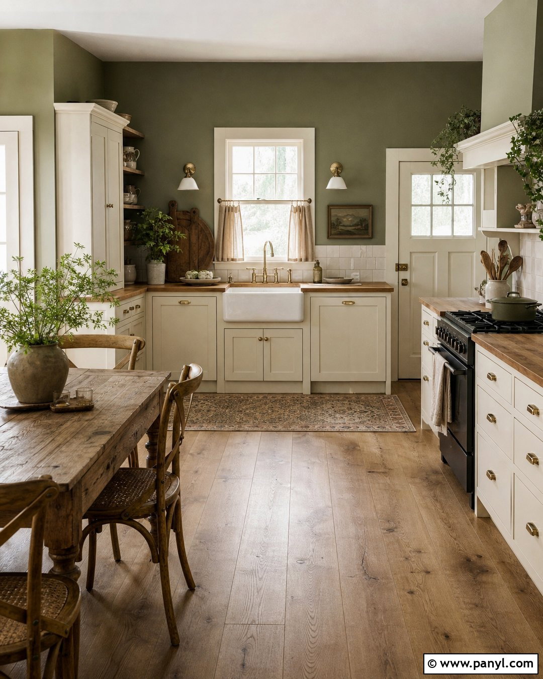 Olive Green Kitchen Walls In A Farmhouse Kitchen - 35 Olive Green Kitchen Walls
