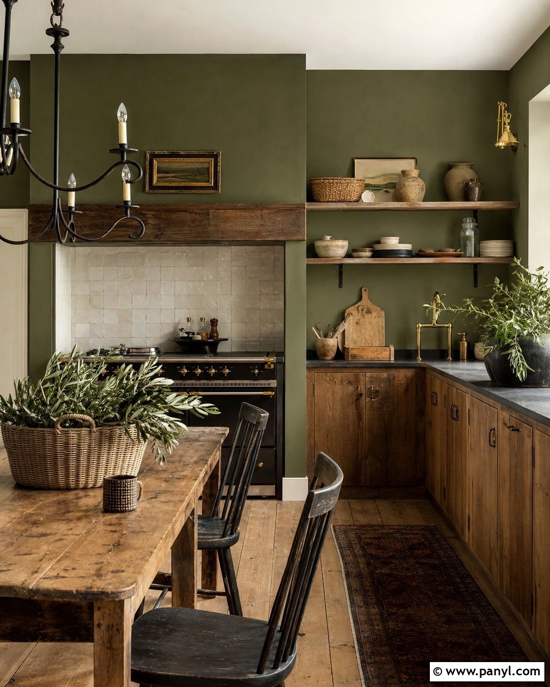 Olive Green Kitchen Walls In A Rustic Kitchen - 35 Olive Green Kitchen Walls