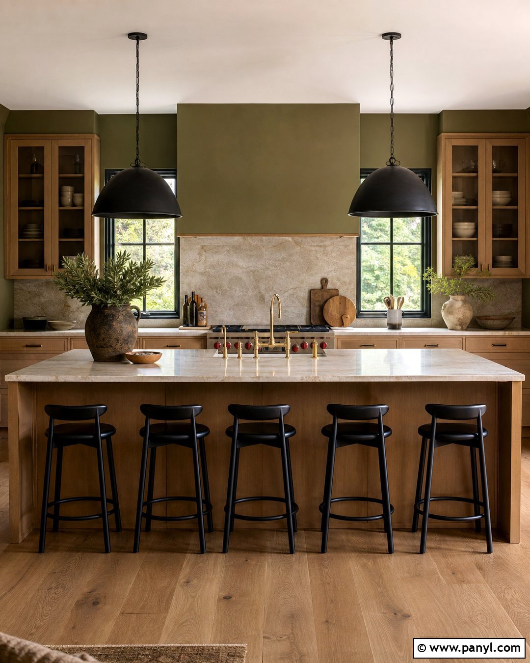 Olive Green Kitchen Walls With A Natural Stone Backsplash - 35 Olive Green Kitchen Walls