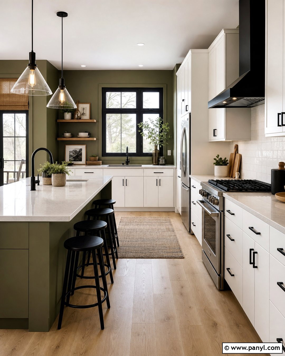 Olive Green Kitchen Walls With Black Accents - 35 Olive Green Kitchen Walls