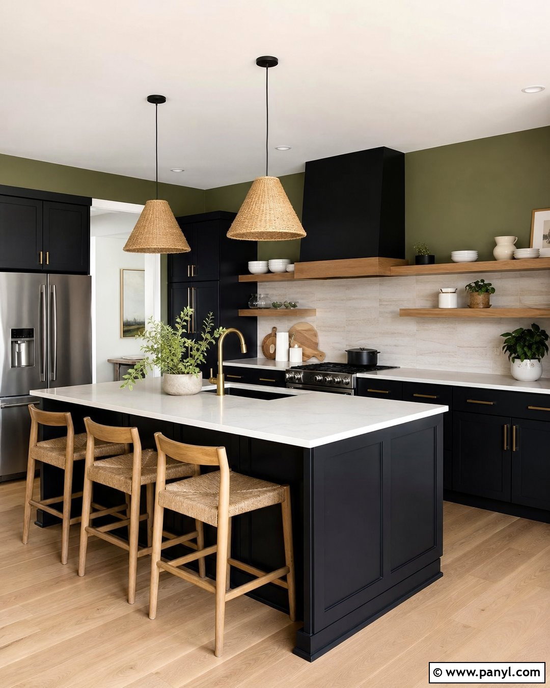Olive Green Kitchen Walls With Black Cabinets - 35 Olive Green Kitchen Walls