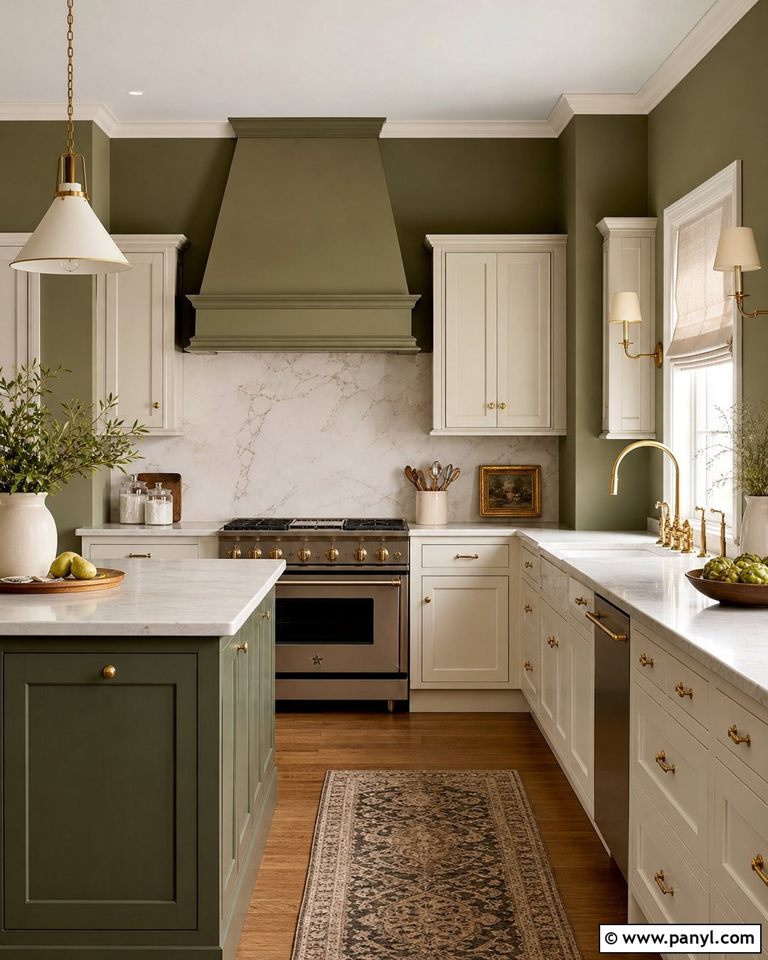 Olive Green Kitchen Walls With Brass Hardware - 35 Olive Green Kitchen Walls