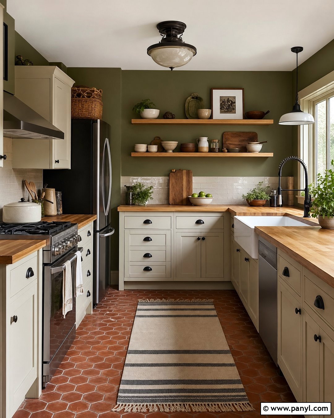 Olive Green Kitchen Walls With Butcher Block Counters - 35 Olive Green Kitchen Walls