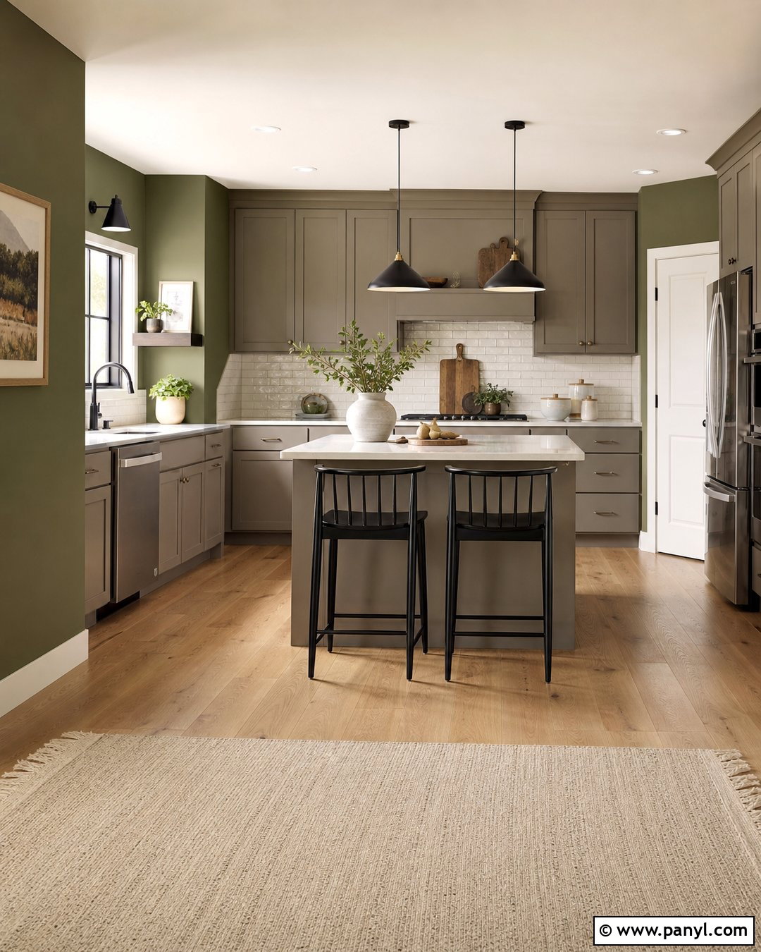 Olive Green Kitchen Walls With Gray Cabinets - 35 Olive Green Kitchen Walls