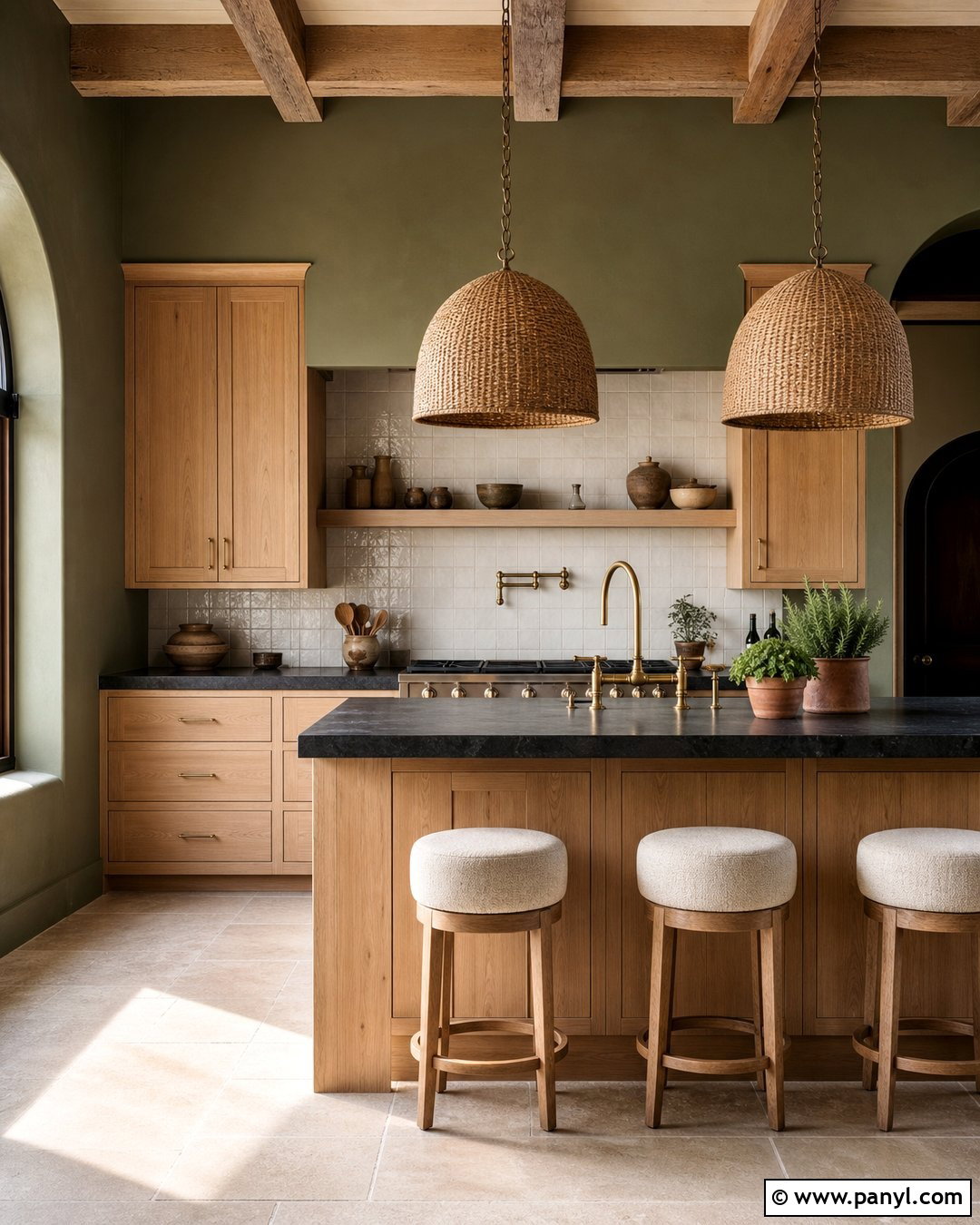 Olive Green Kitchen Walls With Natural Wood Cabinets - 25 Kitchen Wall Color With Natural Wood Cabinet Ideas