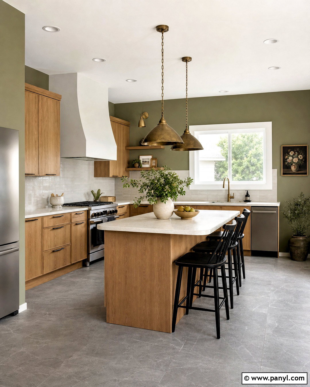 Olive Green Kitchen Walls With Oak Cabinets - 20 green wall kitchen ideas