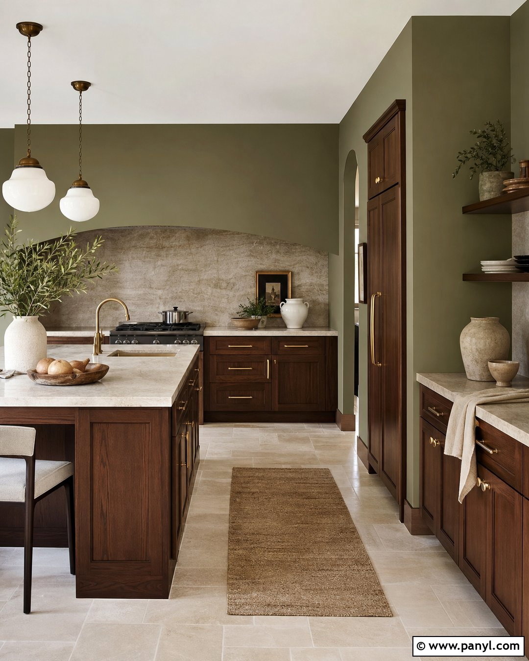Olive Green Kitchen Walls With Walnut Cabinets - 35 Olive Green Kitchen Walls