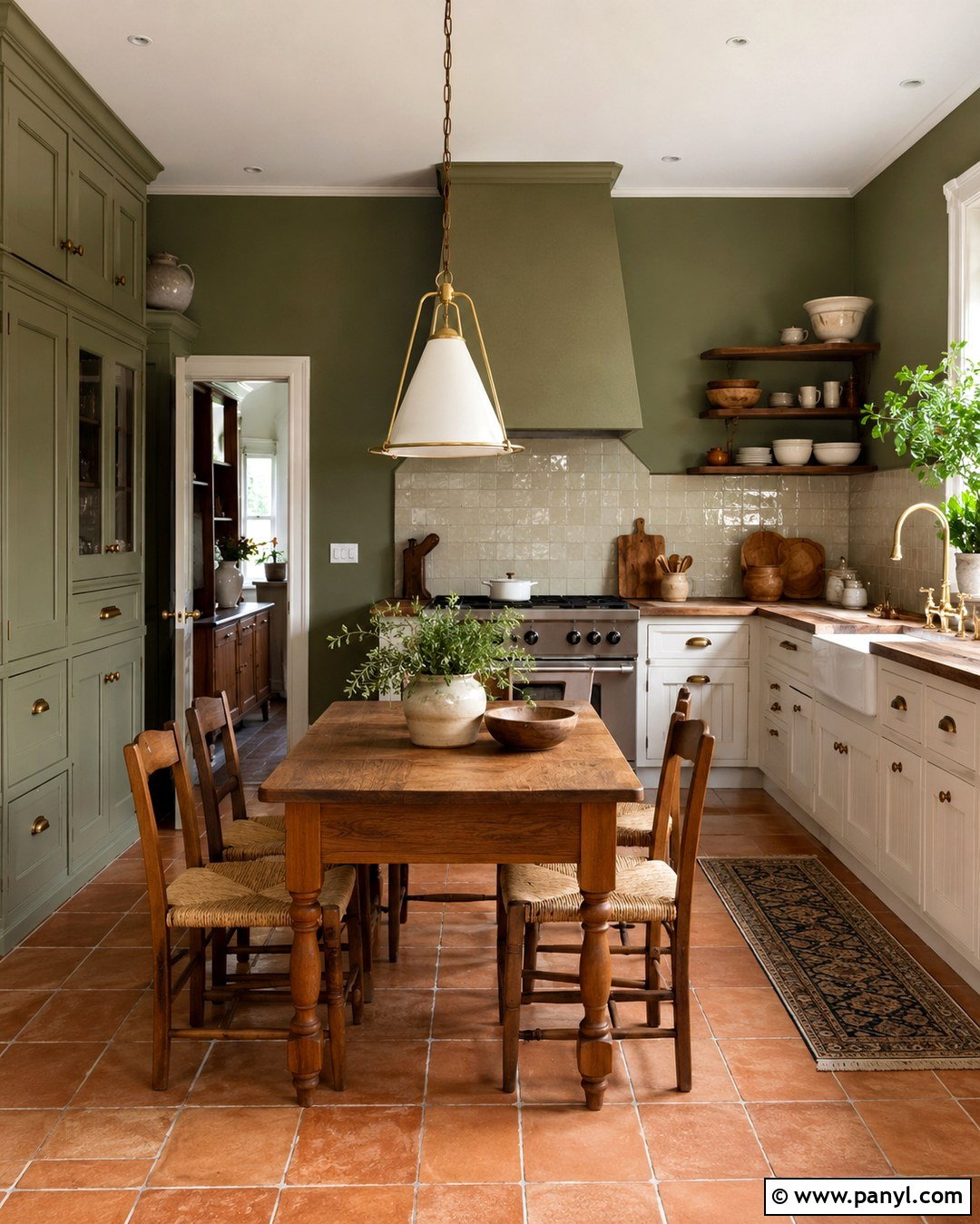 Olive Green Kitchen Walls With Warm White Cabinets - 20 Green Walls With White Cabinets