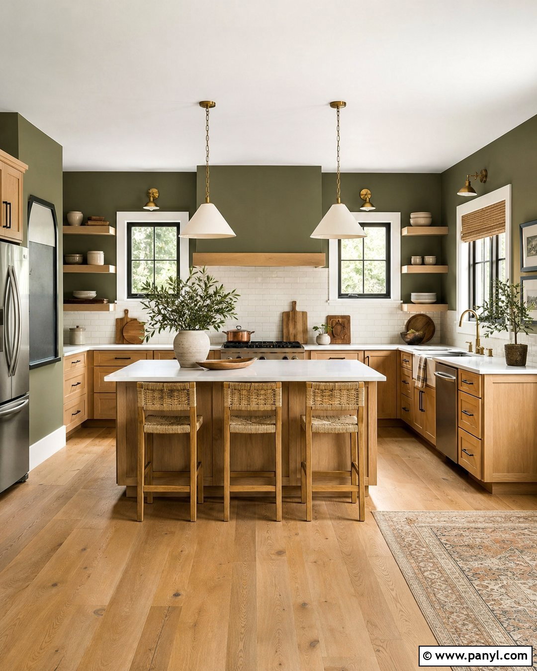 Olive Green Kitchen Walls With White Subway Tile - 35 Olive Green Kitchen Walls