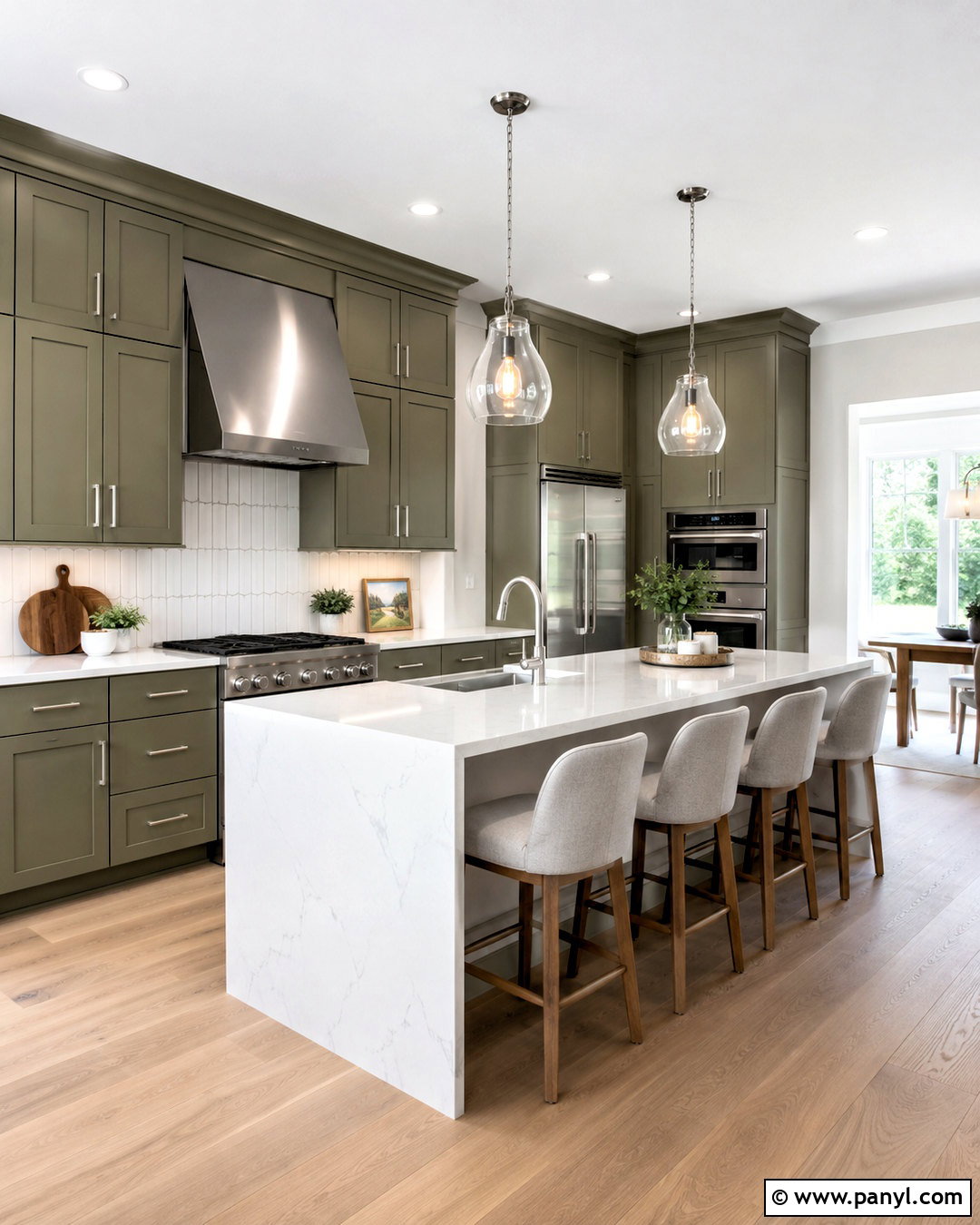 Olive Green Kitchen With Brushed Nickel - 20 olive green and white kitchen ideas