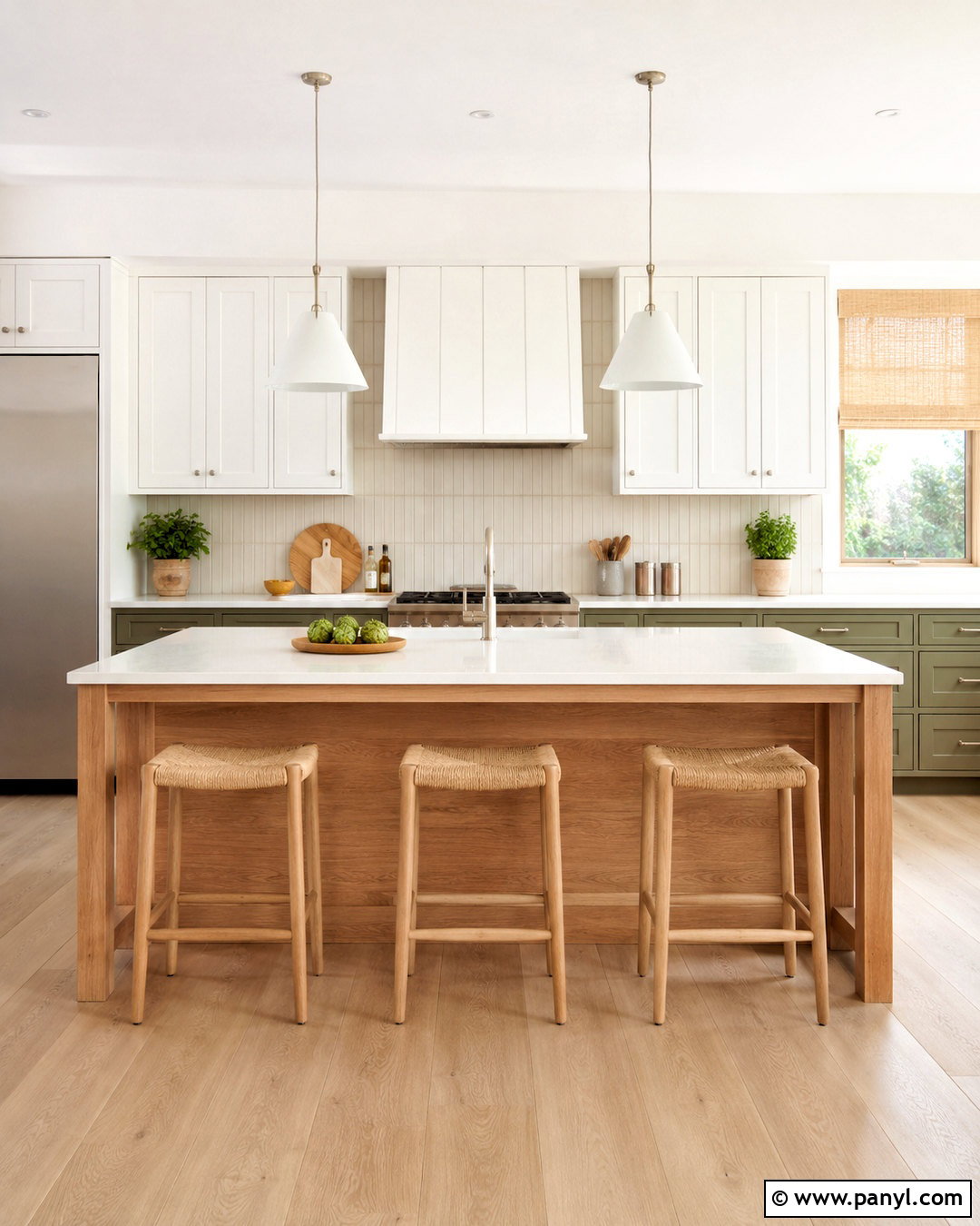 Olive Green Kitchen With Light Oak - 20 olive green and white kitchen ideas