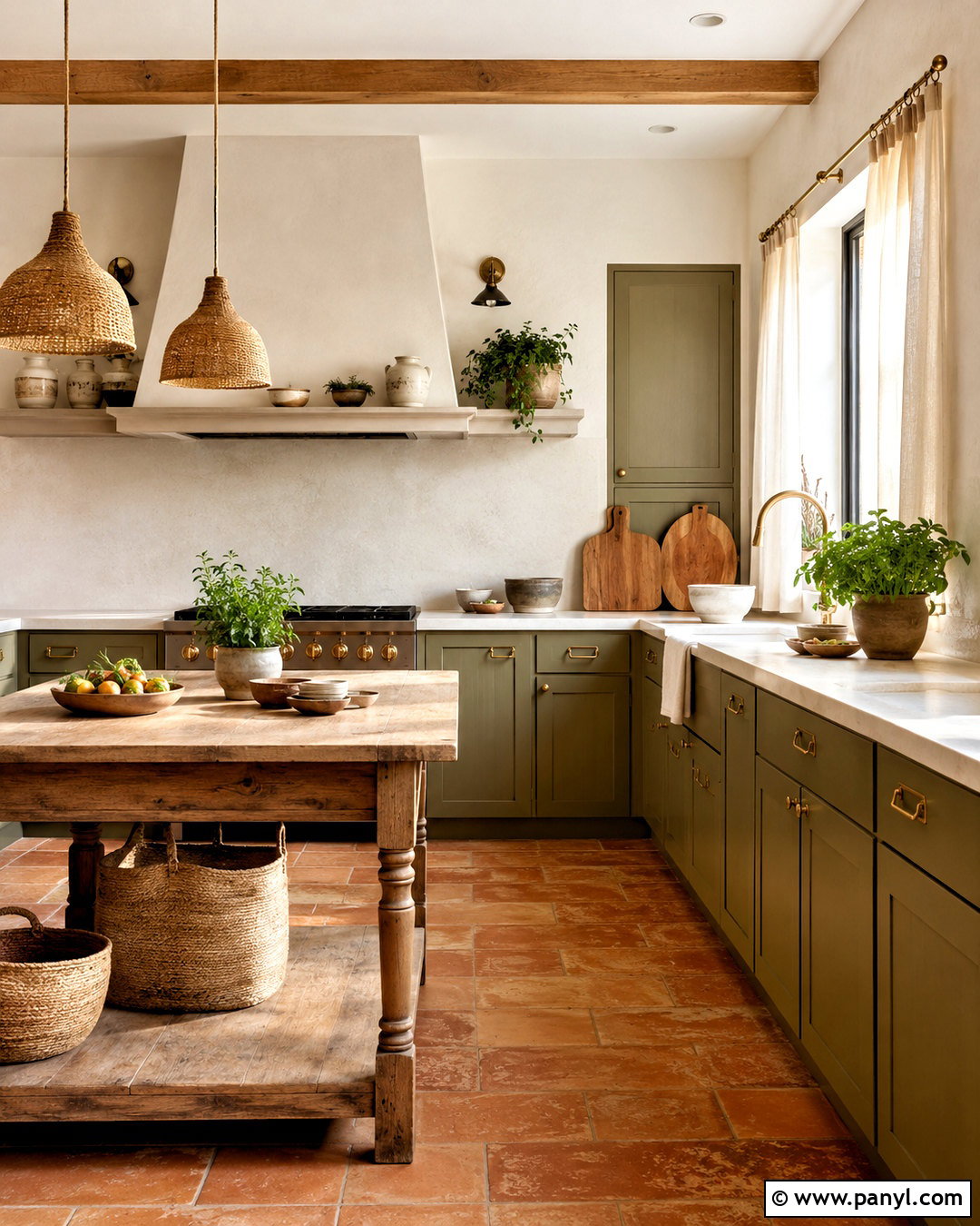 Olive Green Kitchen With Terracotta Floor - 20 olive green and white kitchen ideas
