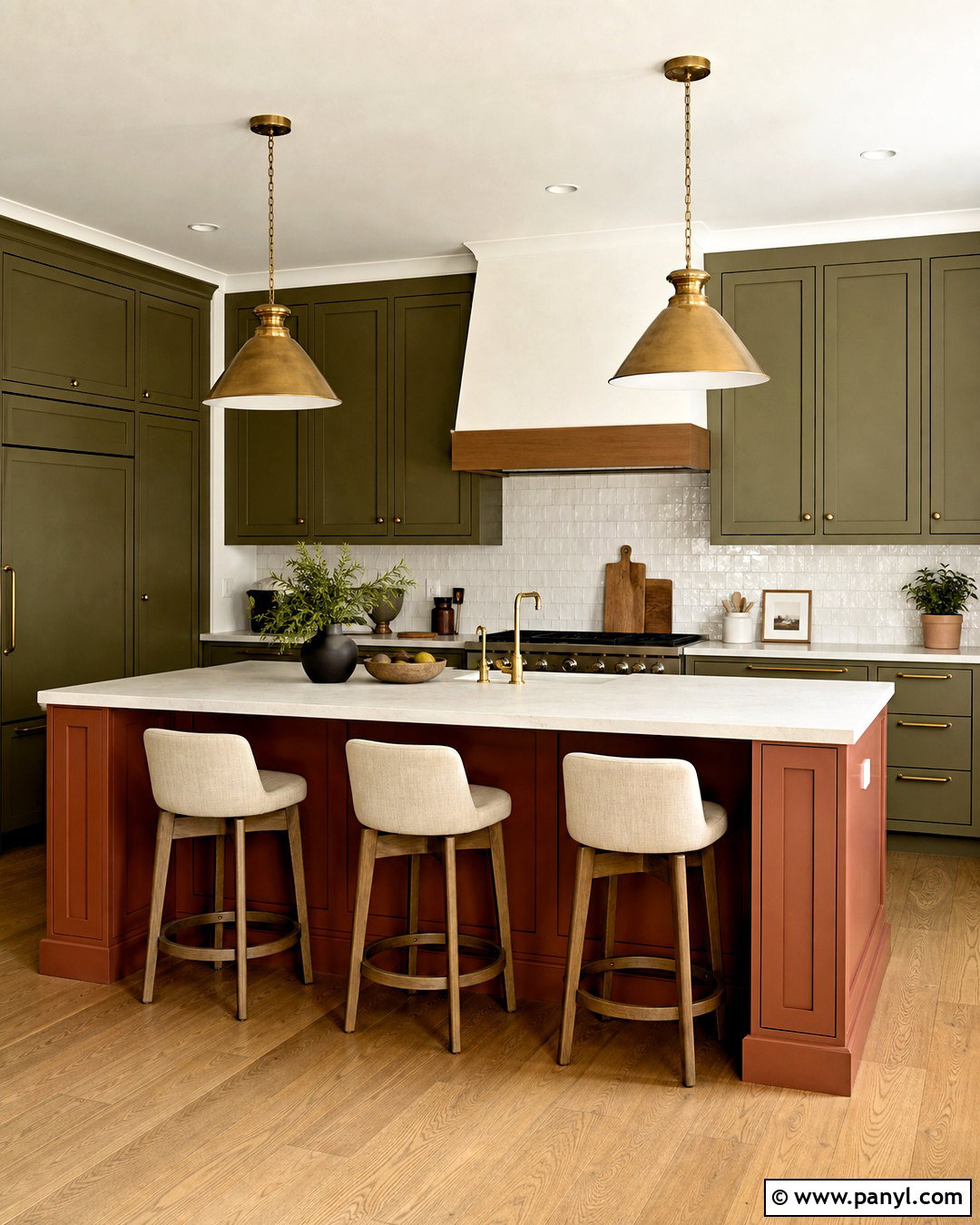 Olive Green Kitchen With Terracotta Island - 20 green and terracotta kitchen ideas