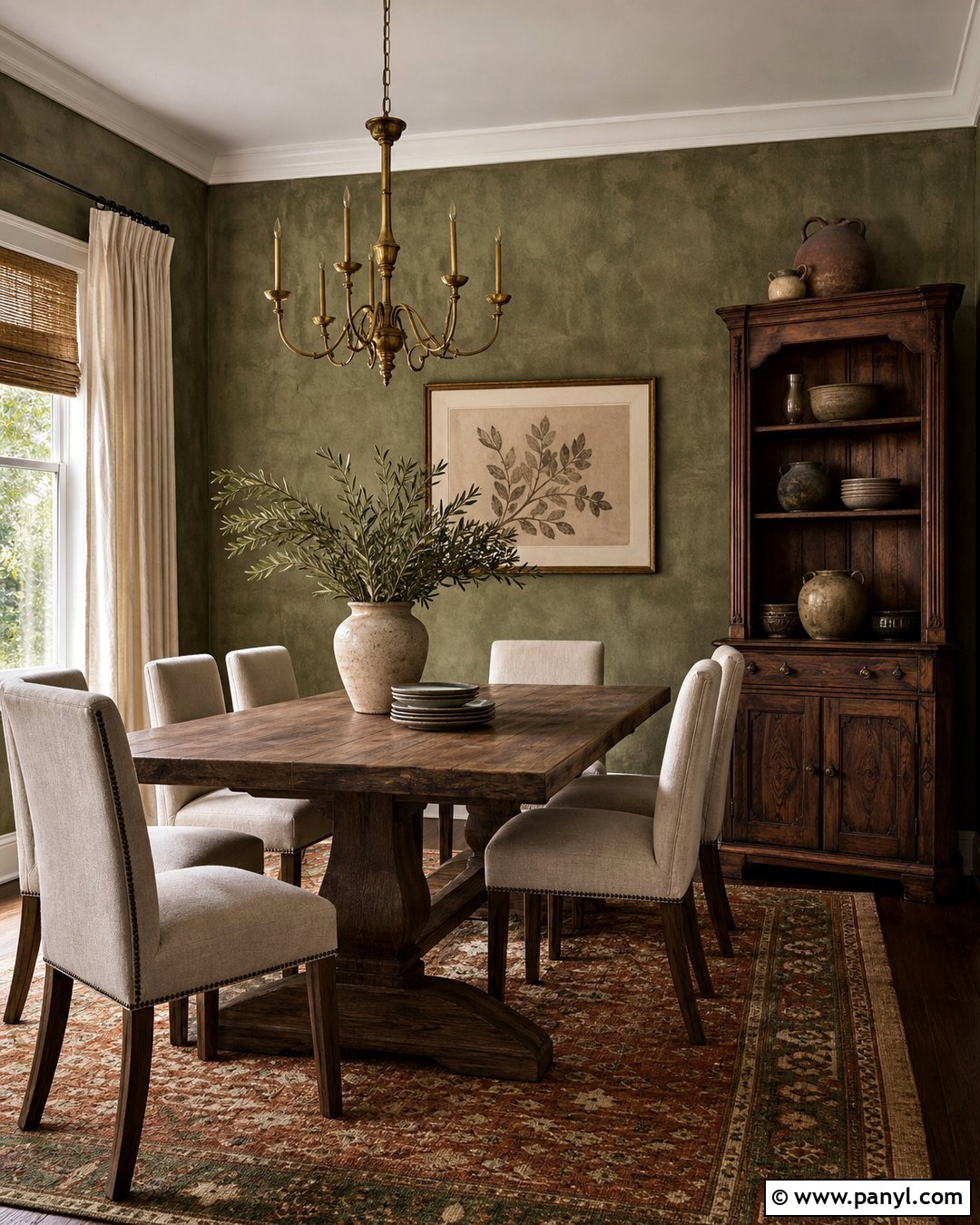 Olive Green Limewash Dining Room - 50 Limewash Walls