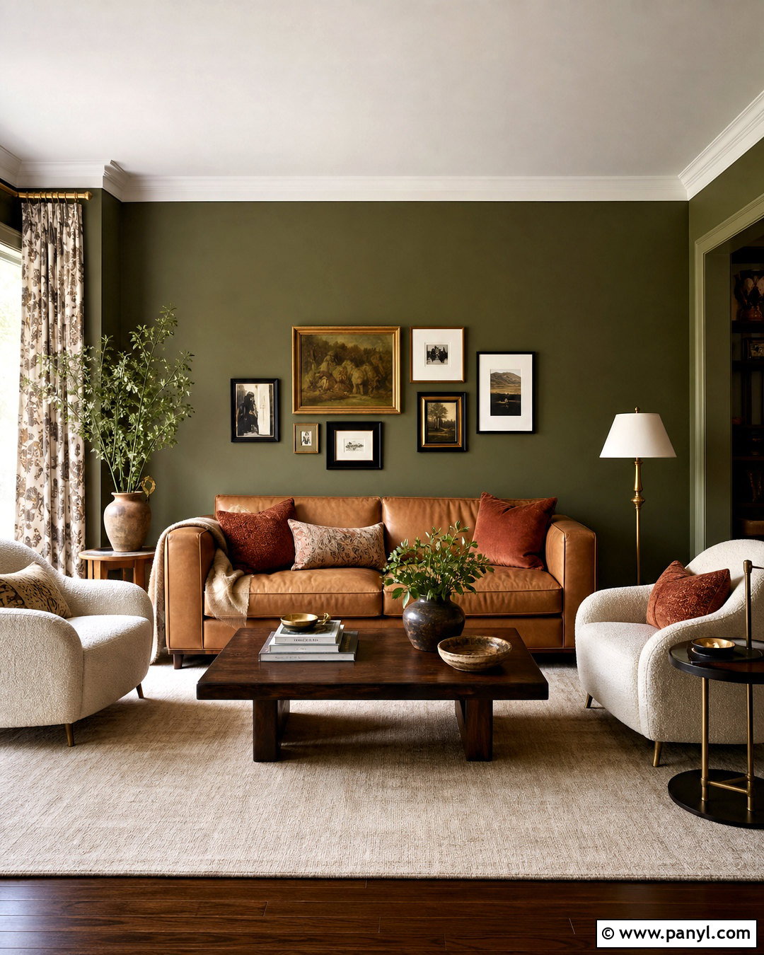 Olive Green Living Room - 20 green interior paint ideas