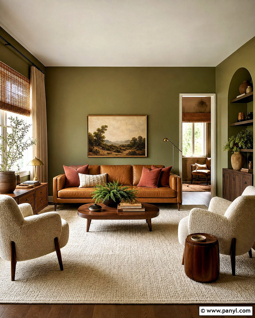 Olive Green Living Room - 20 green paint living room ideas