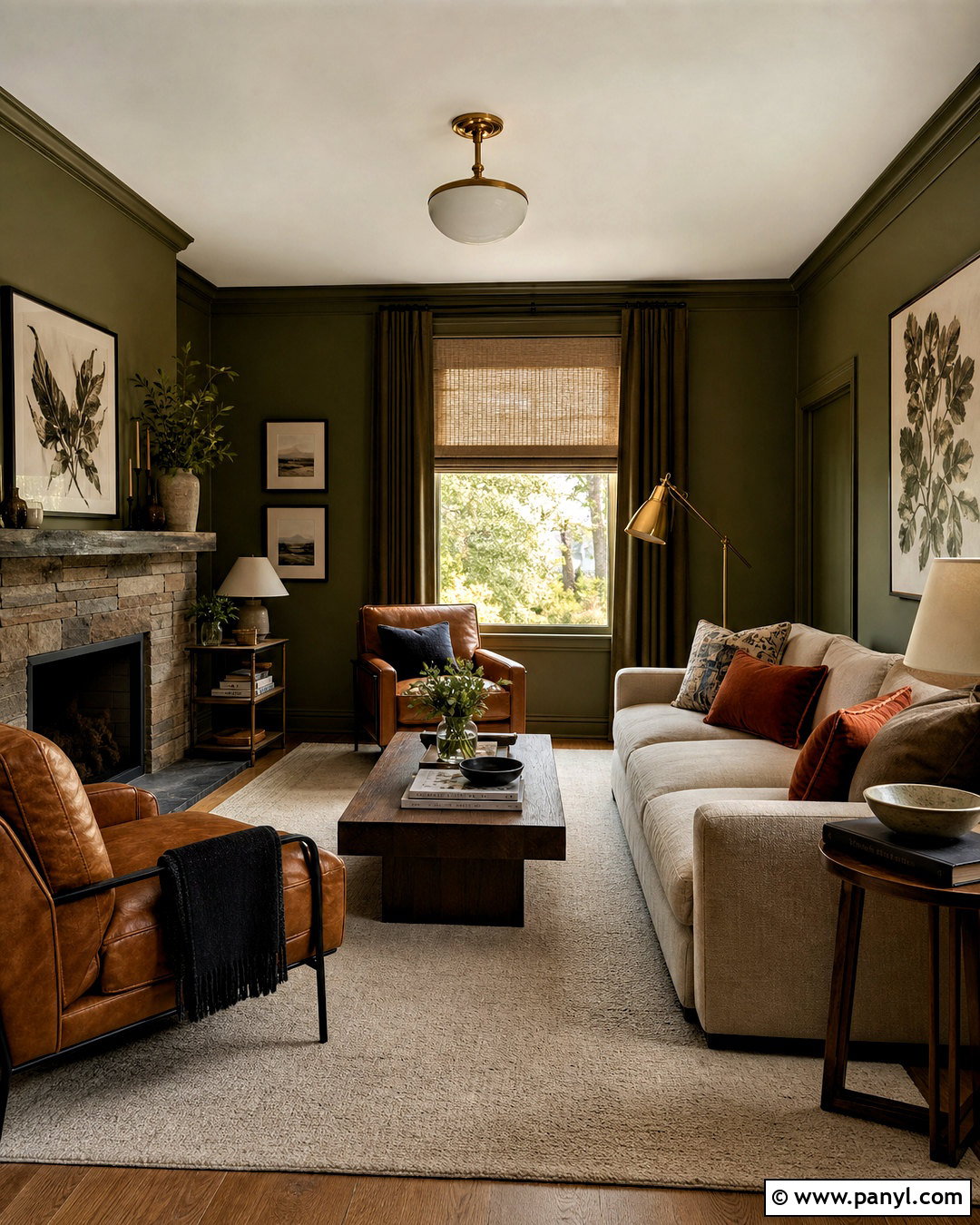 Olive Green Living Room - 20 modern living room paint color ideas