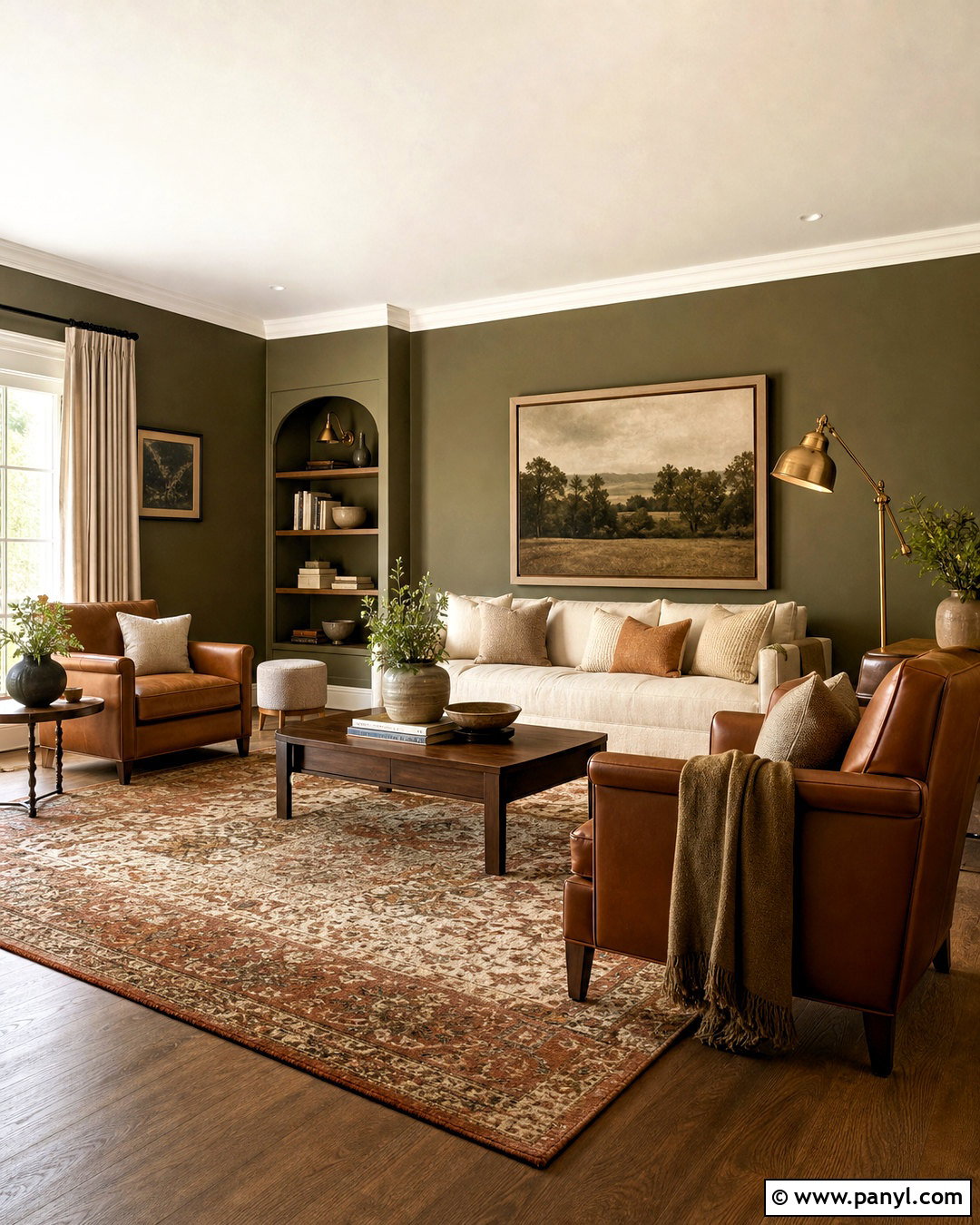Olive Green Living Room - 20 warm earthy living room ideas