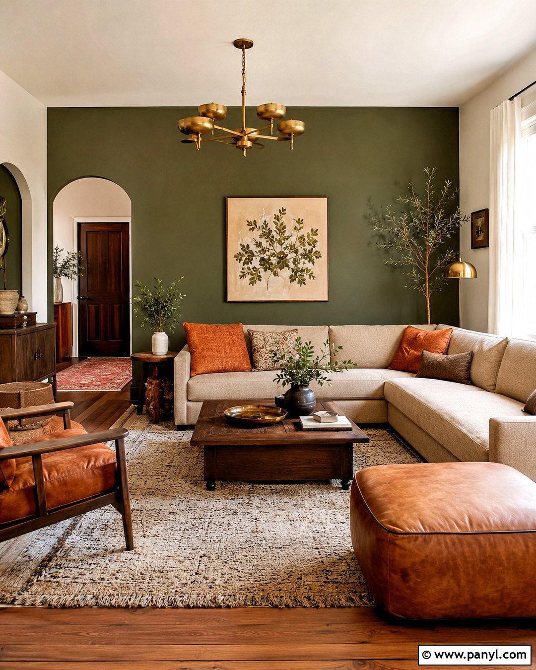 Olive Green Living Room Accent Wall - 20 paint living room ideas accent walls