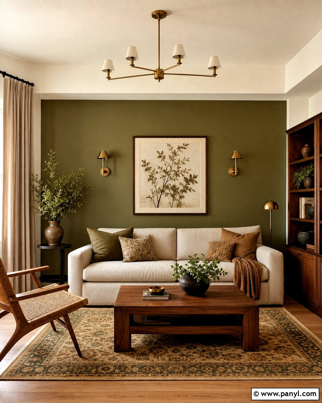 Olive Green Living Room Accent Wall - 20 accent color walls in living room ideas