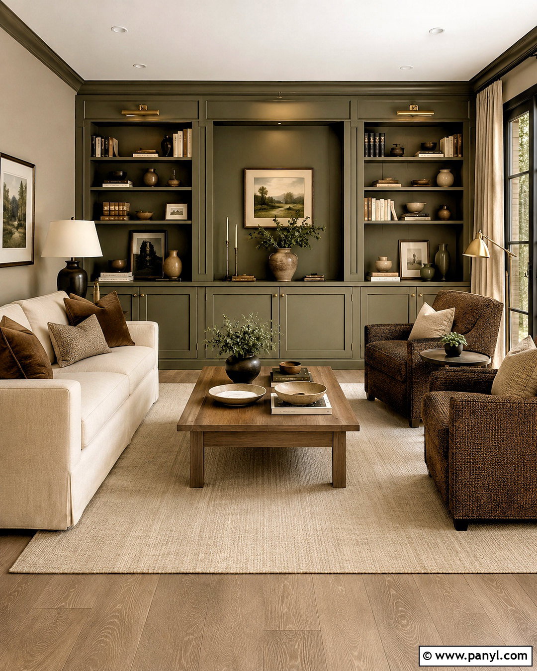 Olive Green Living Room With Built-Ins - 20 olive green living room ideas