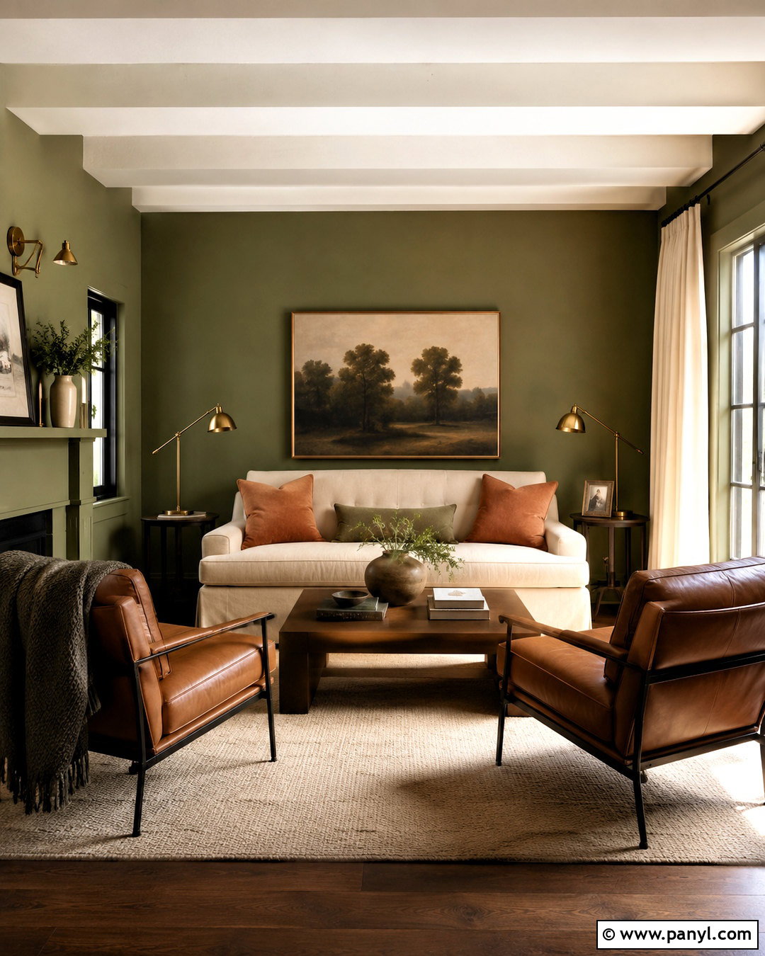 Olive Green Living Room With Cream Furniture - 20 olive green room ideas