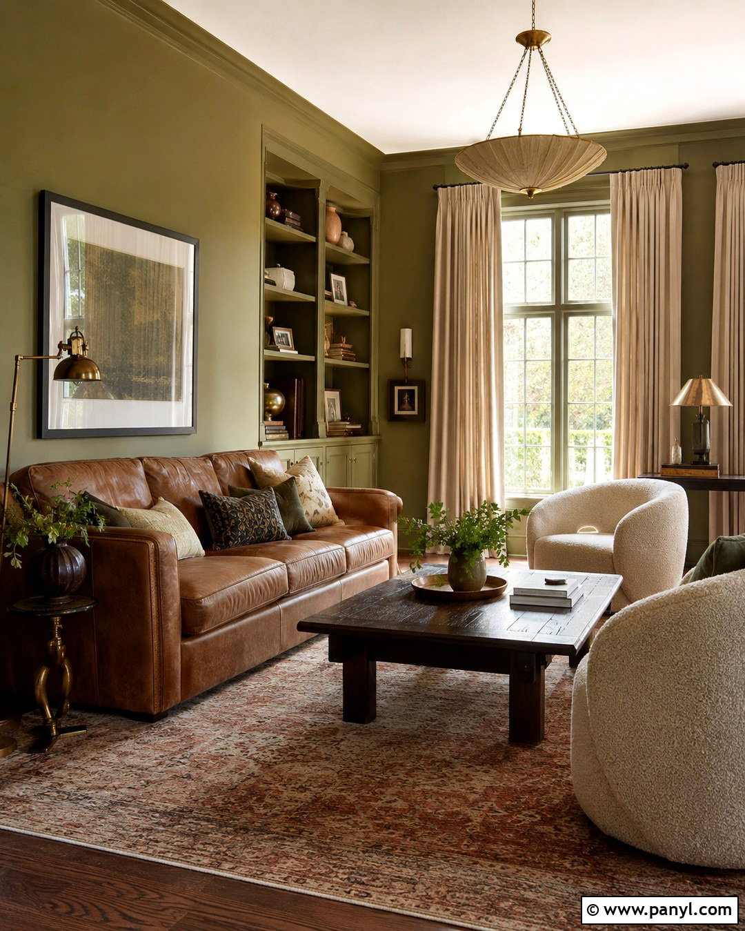 Olive Green Living Room - 20 Painted Wall Colors