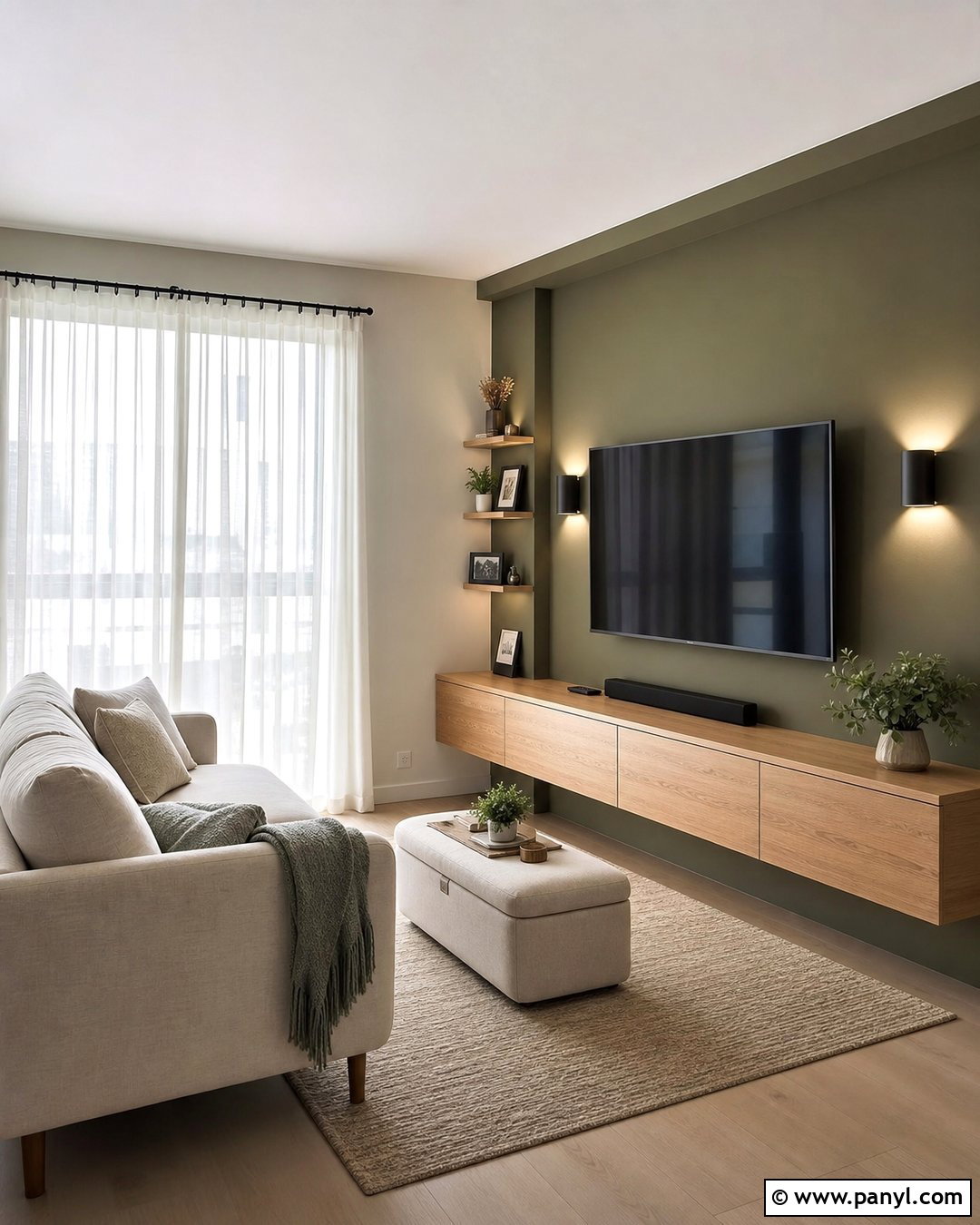 Olive Green Media Wall For Small Living Room - 20 Olive Green Media Wall Ideas