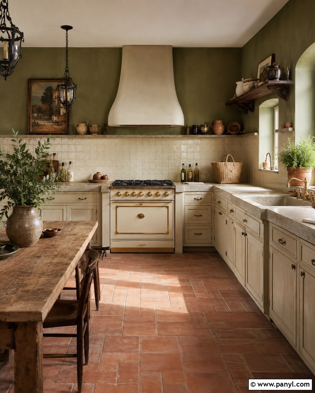 Olive Green Mediterranean Kitchen - 20 Vintage Kitchen With Green Walls