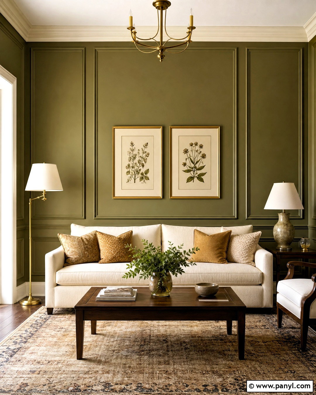 Olive Green Molding Living Room Wall - 20 wall design ideas living room paint ideas