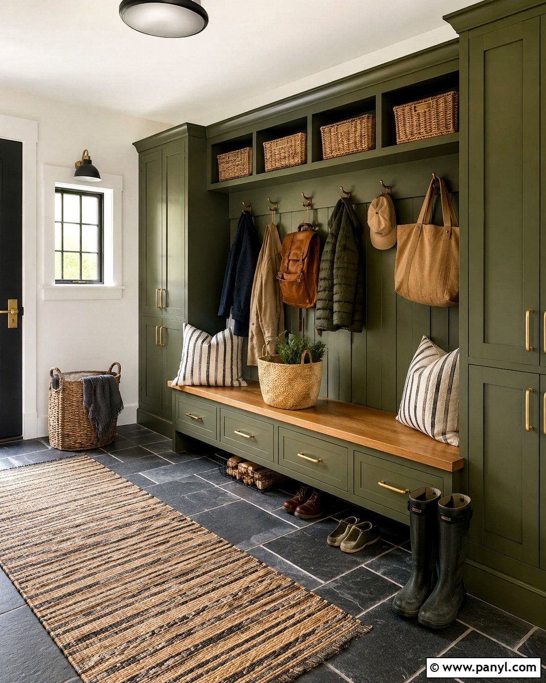 Olive Green Mudroom Built Ins - 20 White Walls Painted Built Ins
