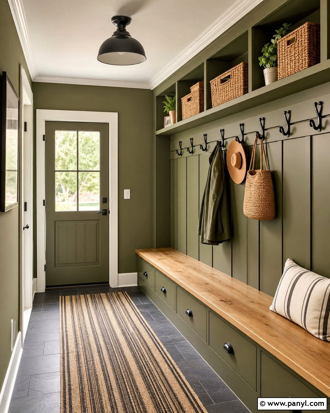 Olive Green Mudroom Walls - 50 green walls