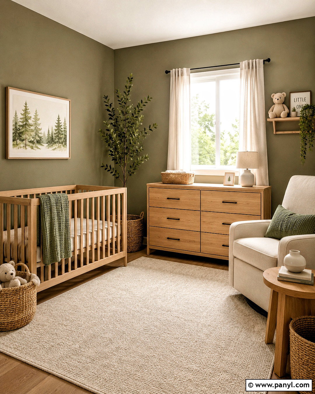 Olive Green Nursery With Light Oak - 20 olive green room ideas