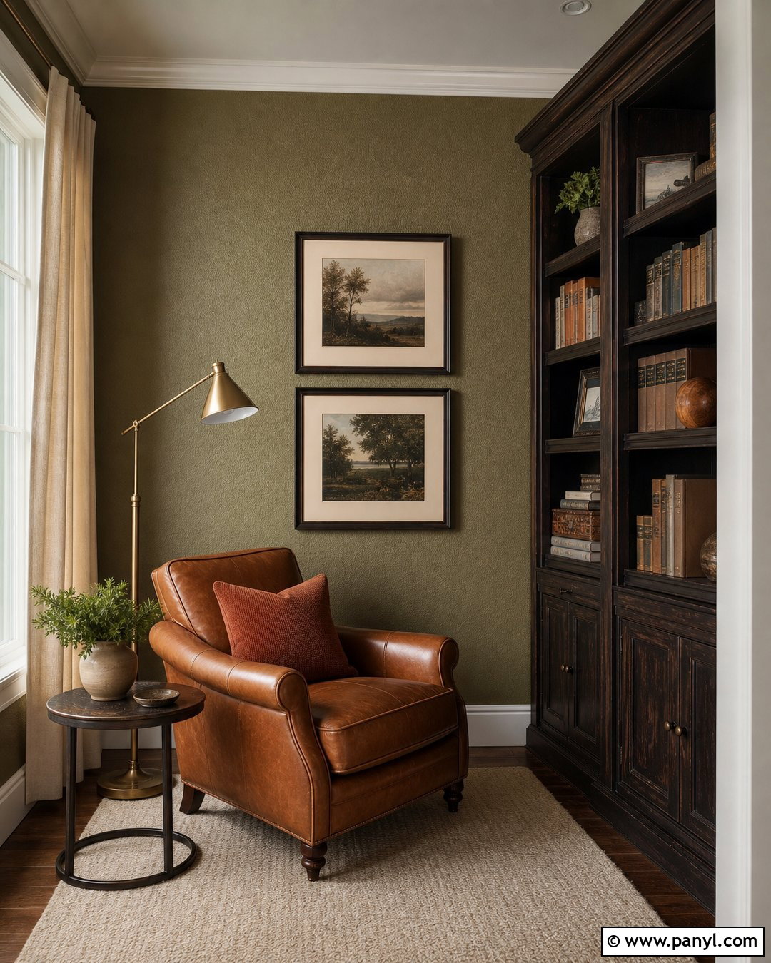 Olive Green Orange Peel Reading Room - 20 Orange Peel Wall Paint Ideas