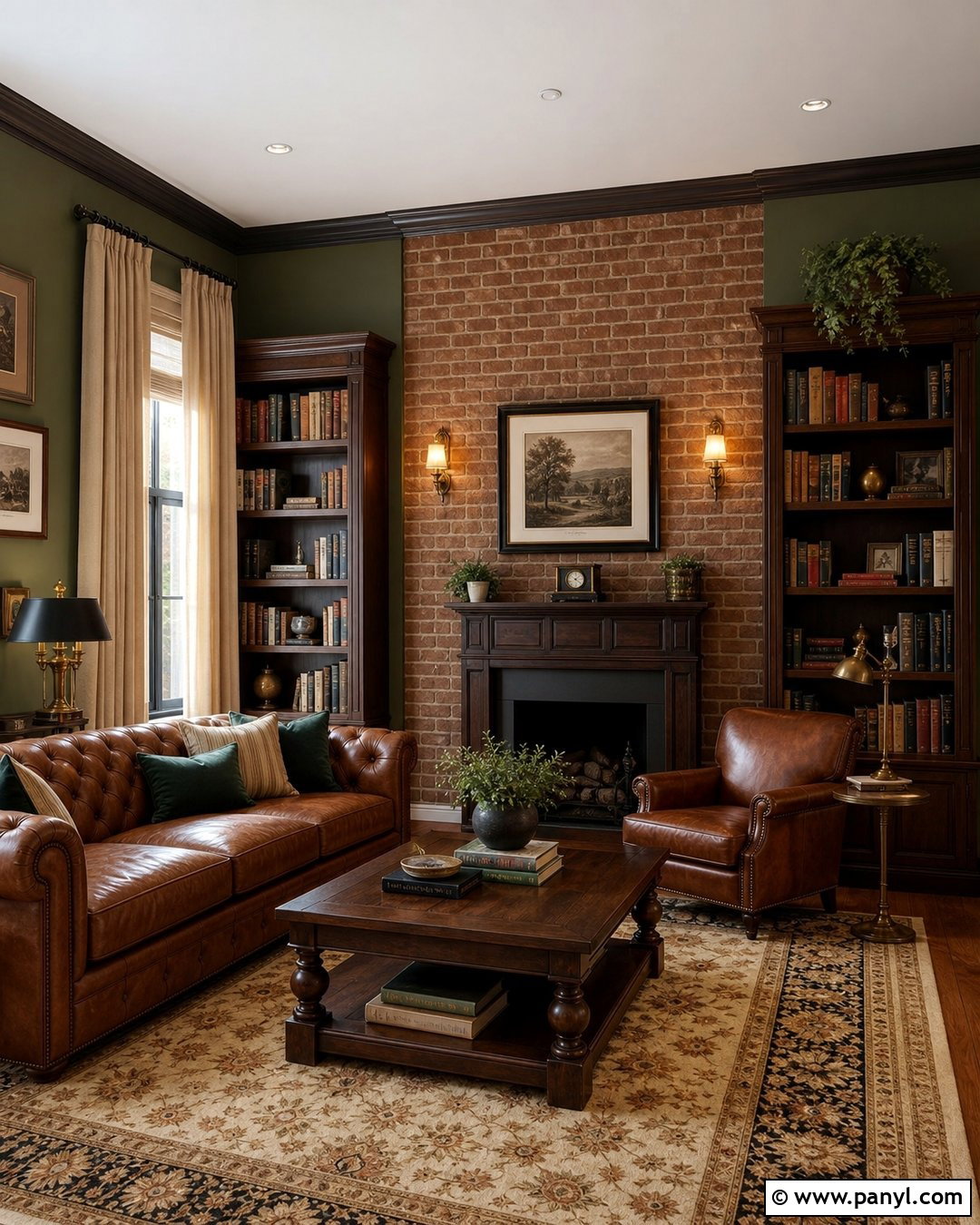 Olive Green Paint With Brick Wall - 20 Brick Wall Paint Matching Ideas