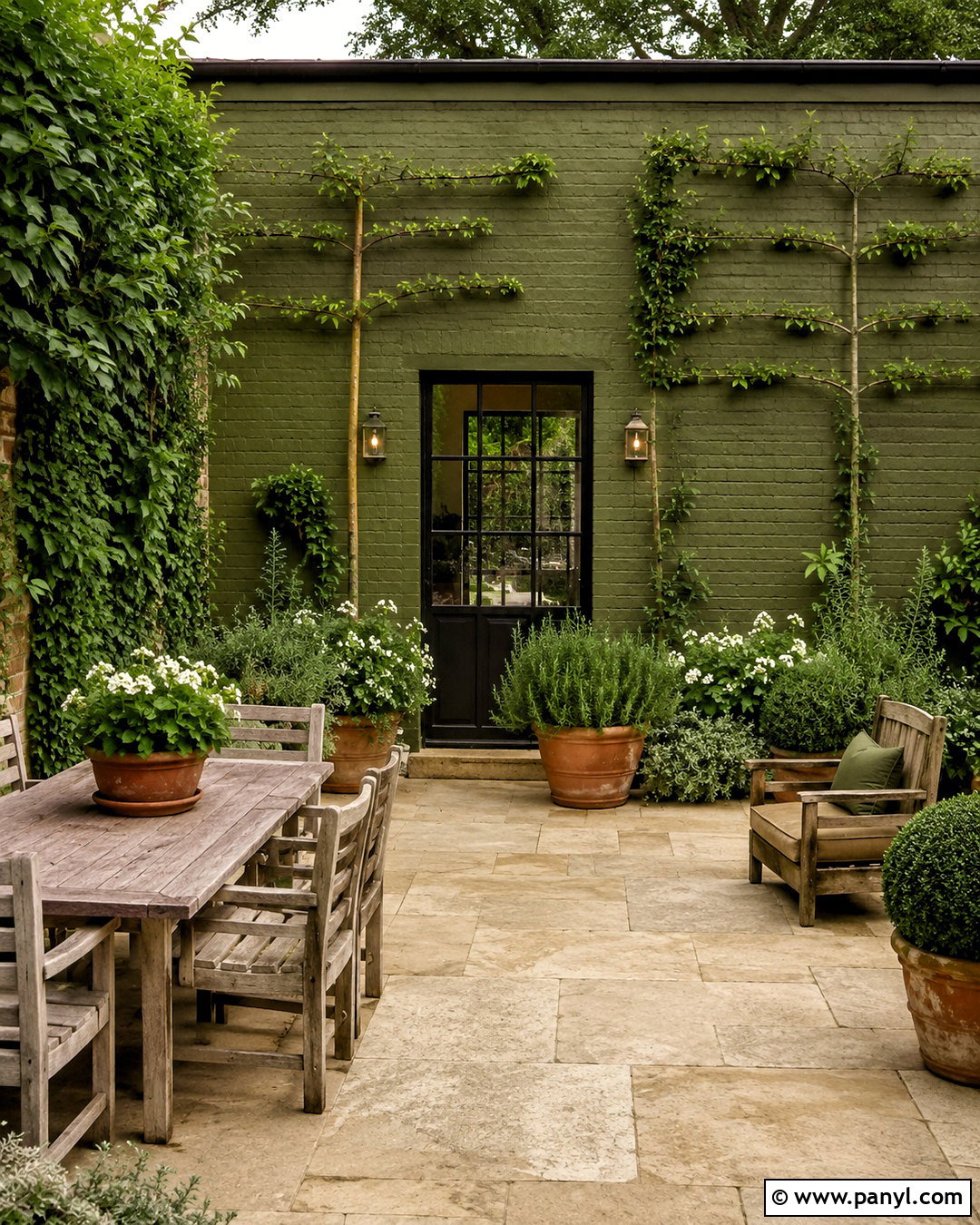 Olive Green Painted Brick Wall - 20 painted brick wall exterior ideas