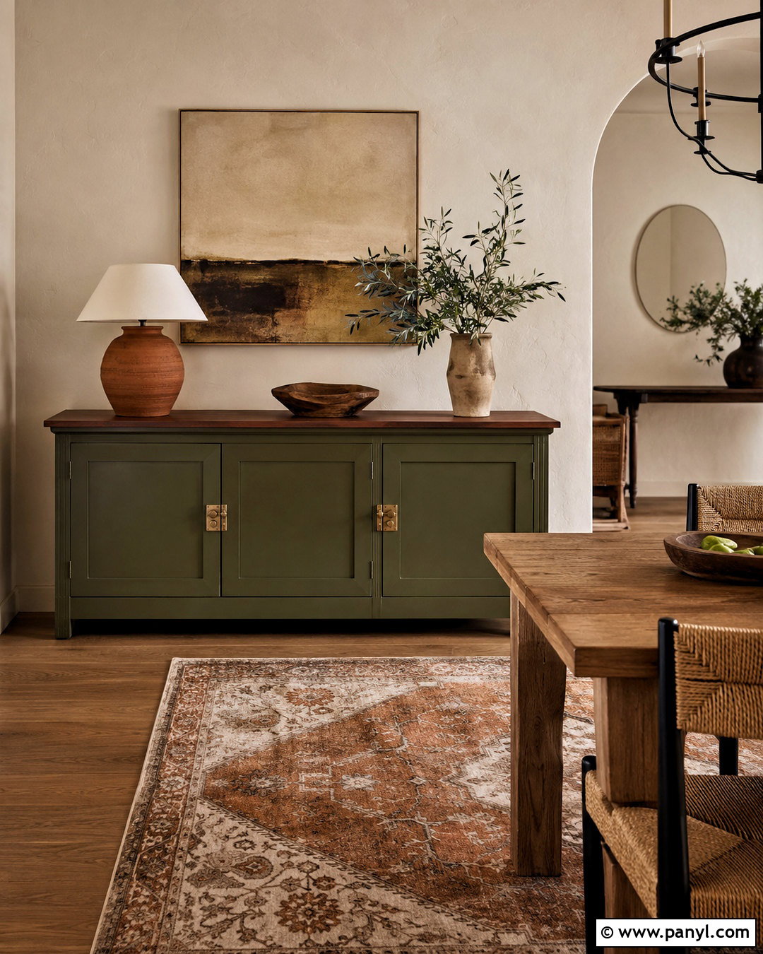 Olive Green Painted Buffet - 20 painted buffet ideas