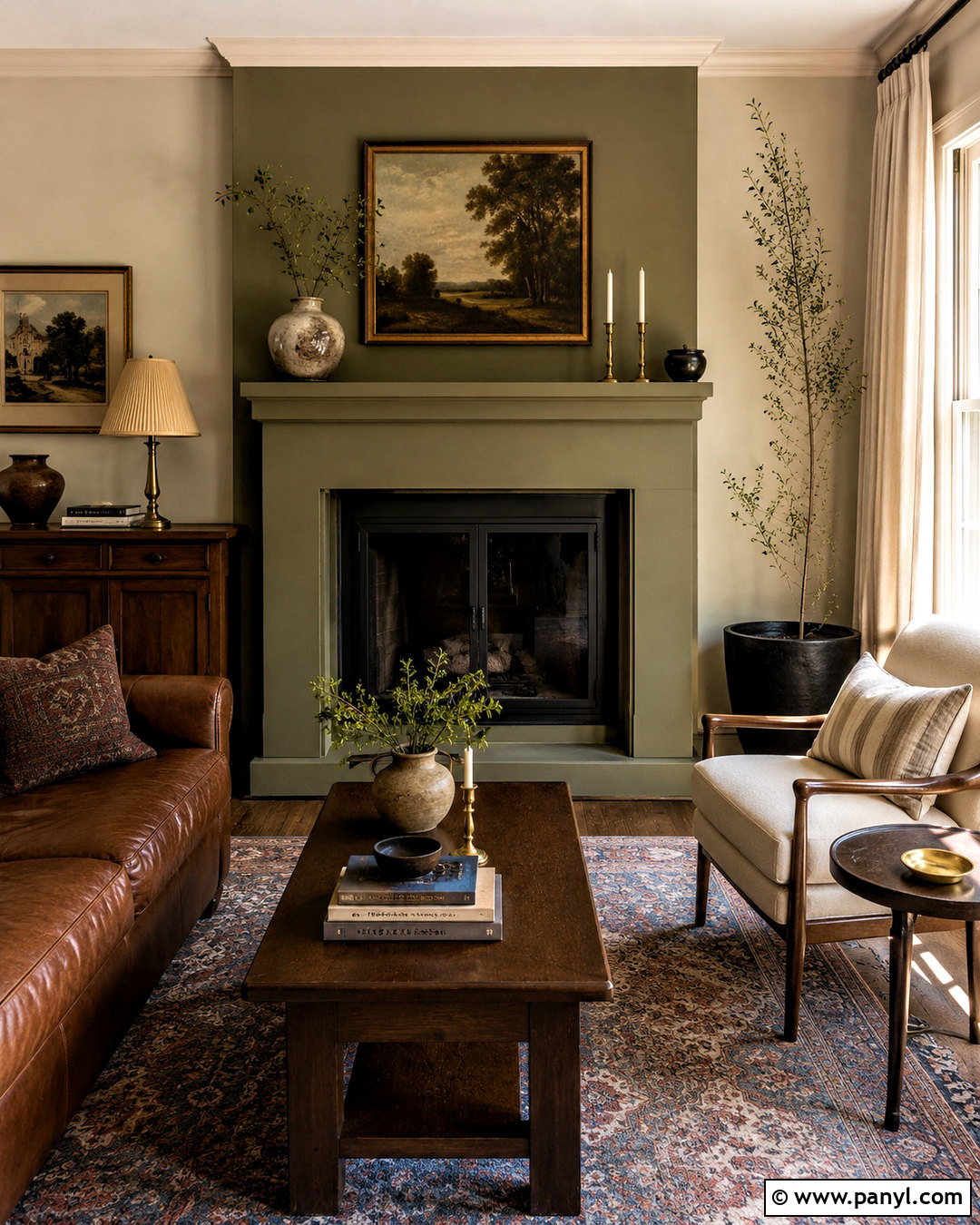 Olive Green Painted Fireplace - 20 colored fireplace painted ideas