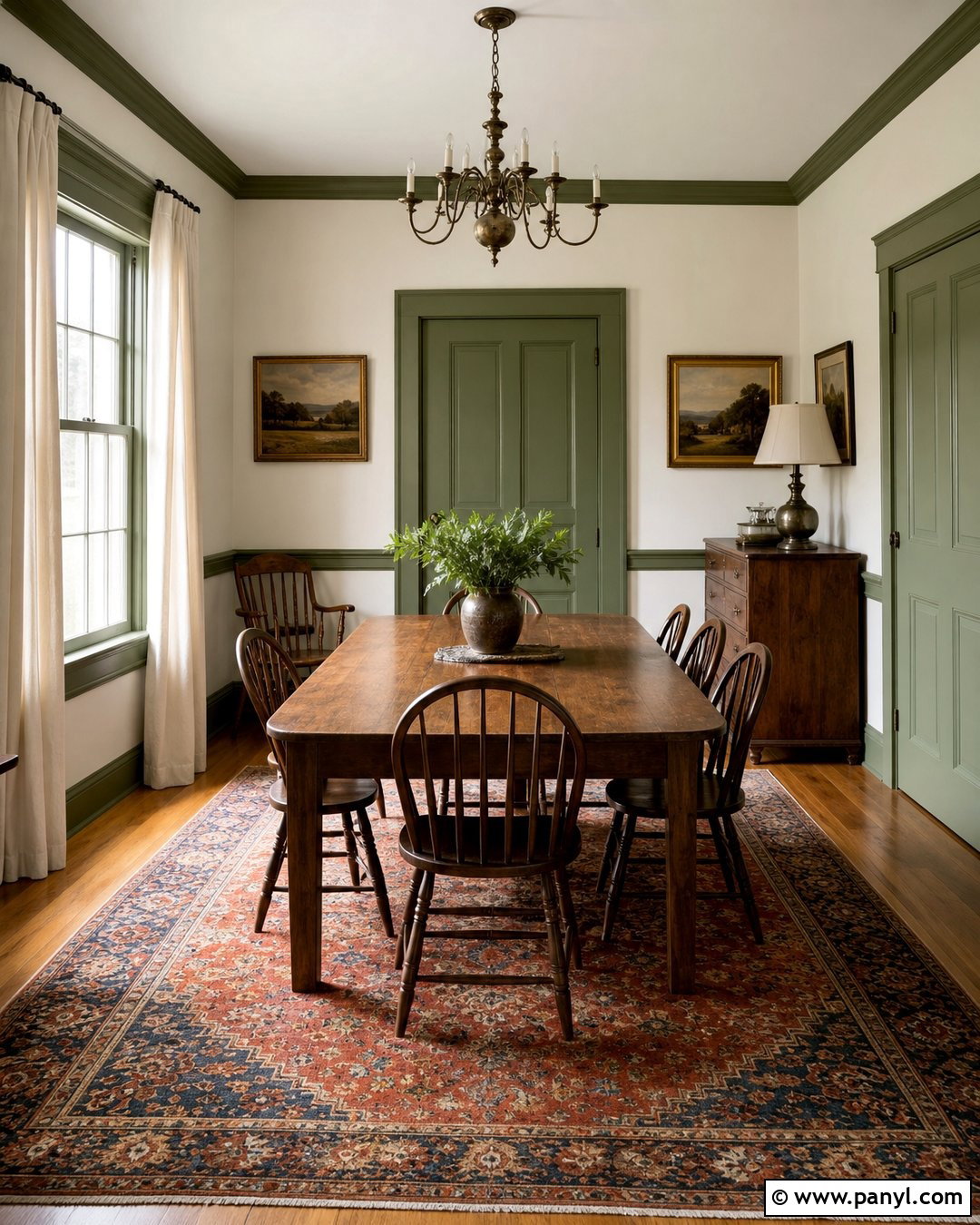 Olive Green Painted Trim With White Walls - 30 painted trim white walls