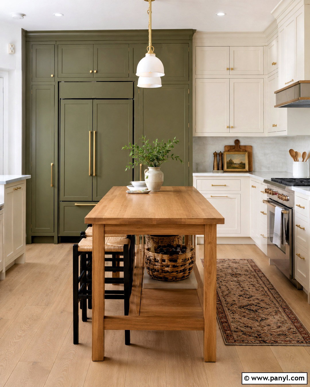 Olive Green Pantry Wall With White Cabinets - 20 olive green and white kitchen ideas