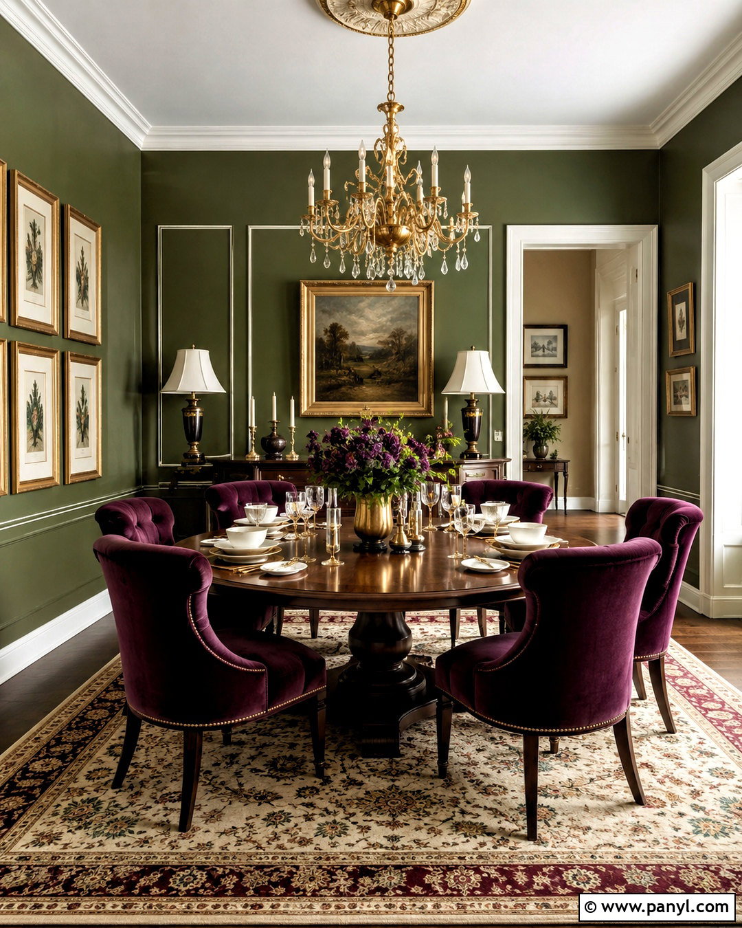 Olive Green Plum And Antique Gold Dining Room - 20 olive green color palette ideas