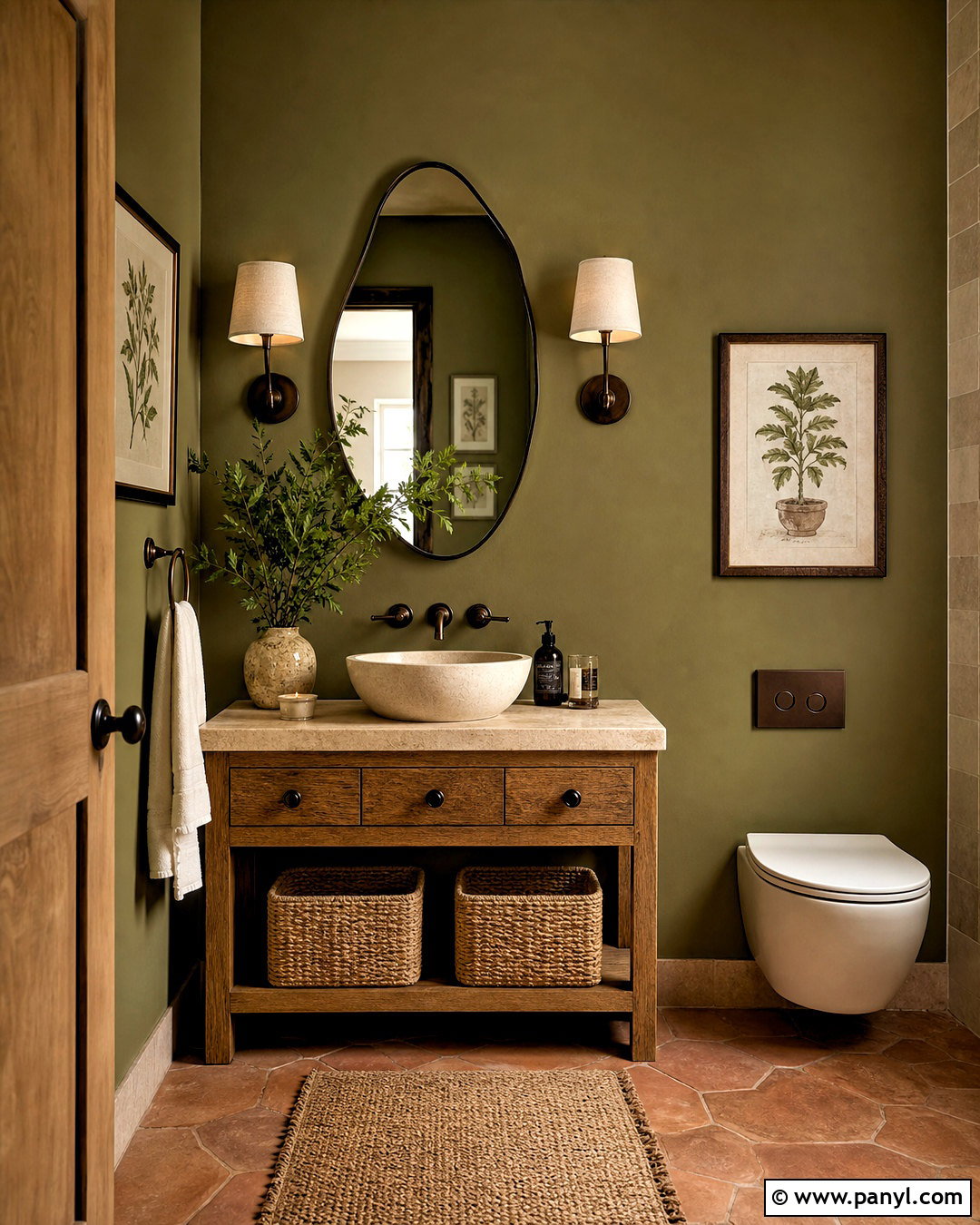 Olive Green Powder Room - 20 green powder room ideas