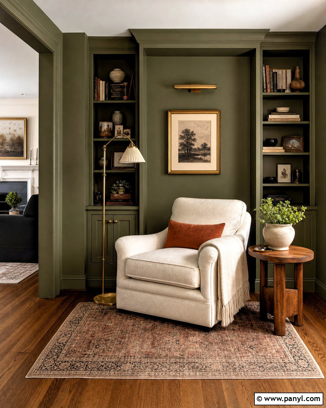 Olive Green Reading Nook Walls - 20 olive green painted walls