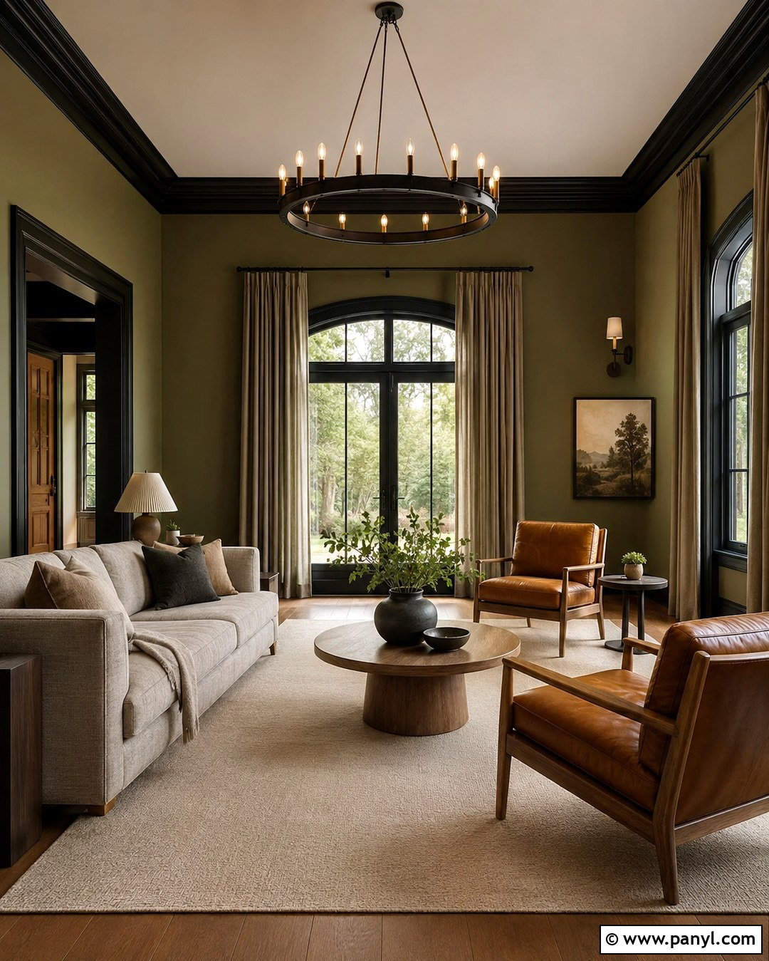 Olive Green Room With Black Ceiling Trim - 20 Olive Green Walls With Black Trim Ideas